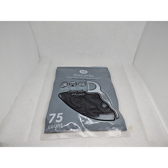 CHARCOAL INFUSED.FLOSS PICKS. Dental floss with interdental pick. Not Exactly 75 - Picture 1 of 2